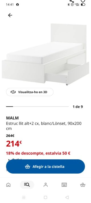 2 Camas Malm Ikea con Cajones 90x200 Nuevas