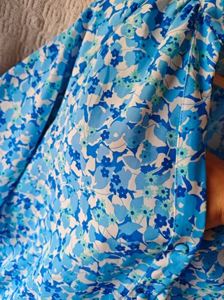 Vestido midi blanco azul talla L mujer floral nuev