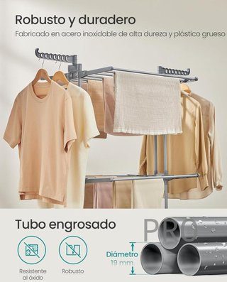 Tendedero plegable de 3 niveles con ruedas