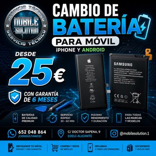 Cambio de Batería Móvil iPhone y Android