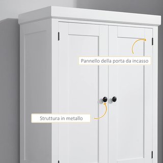 Mueble de Cocina con Armario Superior e Inferior y Cajón Central en MDF, Aglomerado y Metal, 76X40.5X184 Cm, Blanco