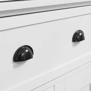 Mueble de Cocina con Armario Superior e Inferior y Cajón Central en MDF, Aglomerado y Metal, 76X40.5X184 Cm, Blanco