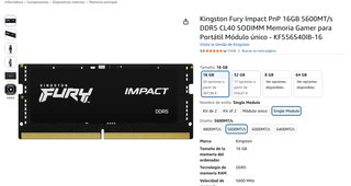 Memoria RAM Kingston FURY Impact DDR5 16GB 5600MHz