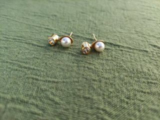 Pendientes  perlas de mallorca circonitas dorados