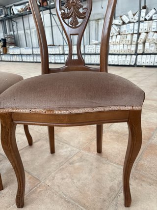 Conjunto de 12 sillas de madera y tela vintage