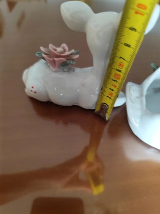Figuras cerámica ciervo y cisne con flores