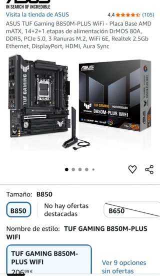 Placa Base ASUS TUF GAMING B850M (NUEVA. SIN USAR)