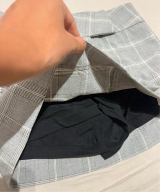 Falda mini Zara cuadros gris y blanco
