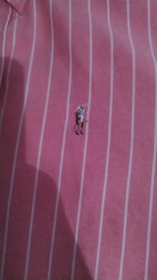 Camisa Ralph Lauren Rosa Rayas Blancas Talla L