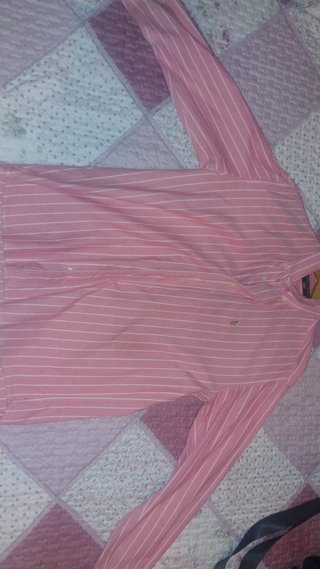 Camisa Ralph Lauren Rosa Rayas Blancas Talla L