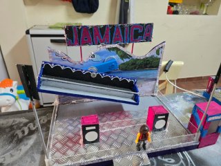 Maqueta de feria Jamaica artesanal con luces