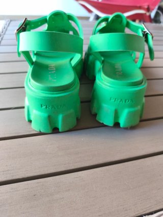 Sandalias Prada Monolith Verde Plataforma chunky