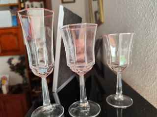 Copas vintage cristal con borde rojo