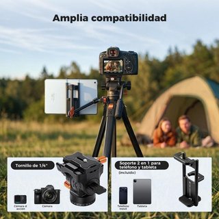 Trípode K&F 162cm cabezal fluido NUEVO