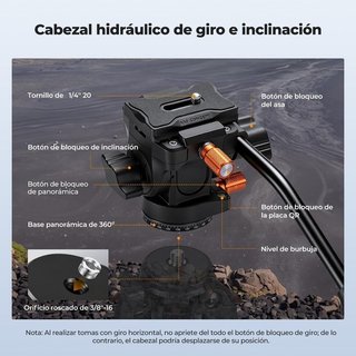 Trípode K&F 162cm cabezal fluido NUEVO