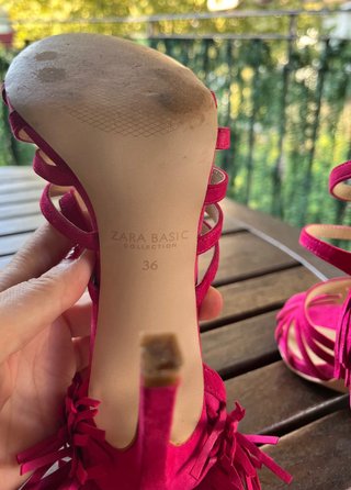 Sandalias Zara Fucsia Flecos Talla 36