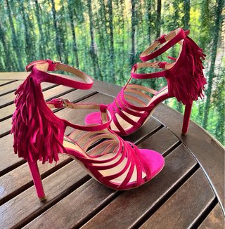 Sandalias Zara Fucsia Flecos Talla 36