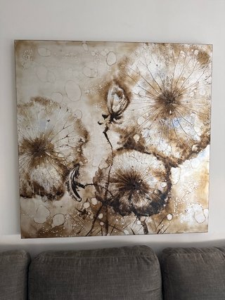 Cuadro moderno diseño floral beige y marrón