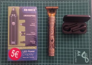 Lote 3 productos: Cortapelos, Auriculares, Nose Tr