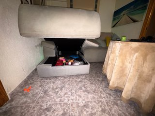 Sofá modular tela beige y gris