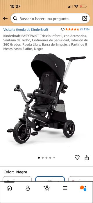 Triciclo Evolutivo Kinderkraft Negro