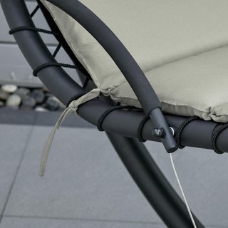 Silla Colgante de Jardín con Techo Orientable a Prueba de UV, Silla de Balanceo Colgante Acolchada para Exterior, Gris 190X115X190 Cm