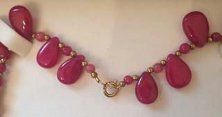 Girocollo con gocce Rubini e perline oro