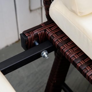 Sofá de 2 Plazas con Brazos Extensibles de Jardín Rattan 129X63X67Cm Blanco, Marrón