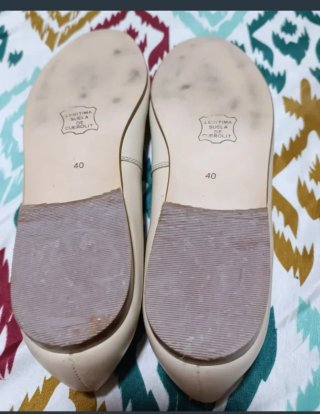 Manoletinas Meleris Piel Beige y Negro Talla 40