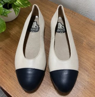 Manoletinas Meleris Piel Beige y Negro Talla 40