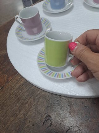 Juego 6 Tazas Pequeñas Café Porcelana