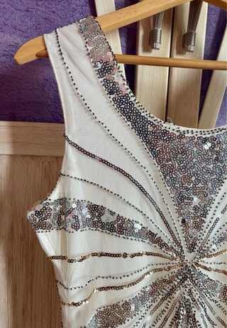 Vestido Flapper Blanco y Plateado