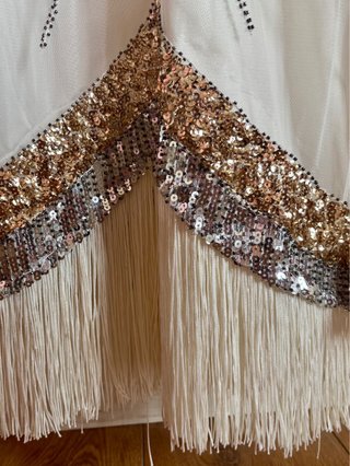 Vestido Flapper Blanco y Plateado