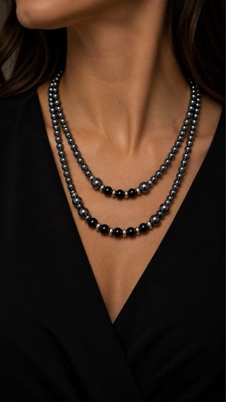 Collana doppio filo ematite vintage