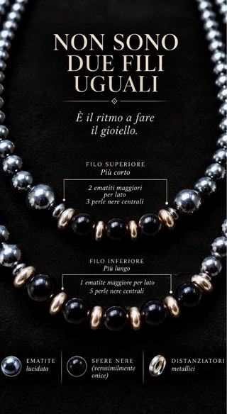 Collana doppio filo ematite vintage