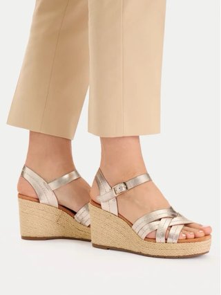 Sandalias Clarks doradas cuña esparto Tall 41