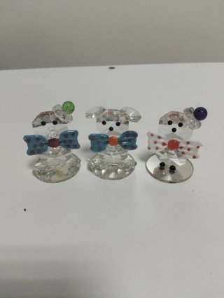 Set 3 statuine pupazzi neve fiocchi colorati