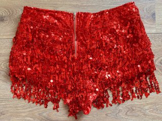 Pantalones de baile con flecos rojos