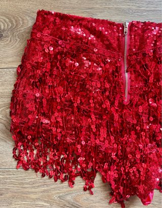 Pantalones de baile con flecos rojos