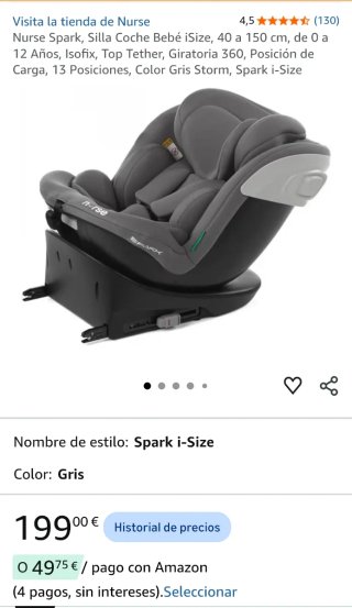 Silla Coche Bebé Nurse Spark i-Size 2026
