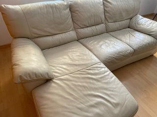 Sofá chaise longue piel beige negociable