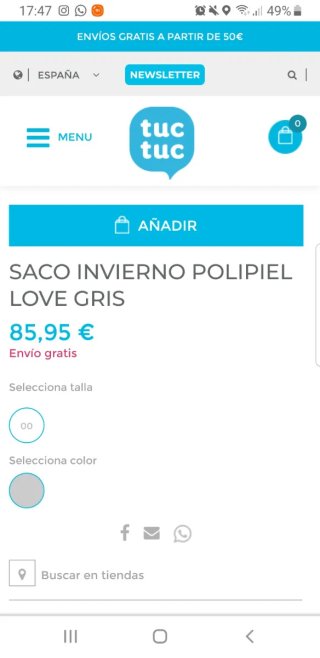 Saco de invierno TUC-TUC gris love