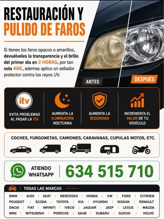 PULIDO Y RESTAURACION DE FAROS