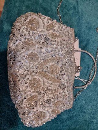 Bolso de fiesta CORIOS plateado y blanco