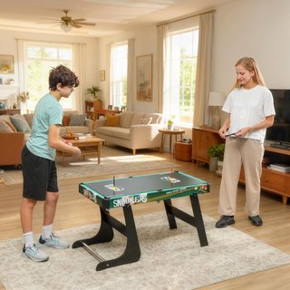 Mesa Multijuego 6 en 1 Plegable, Mesa de Juego Multifuncional con Futbolín, Billar, Hockey, Ping Pong, Aros e Hockey sobre Hielo para Adultos y Niños, para Casa Escuela, 118X104X71 Cm