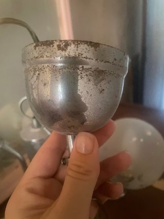 Lámpara antigua de cristal y metal