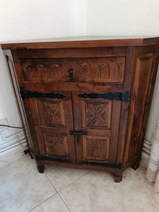 Mueble rinconera rústico madera oscura