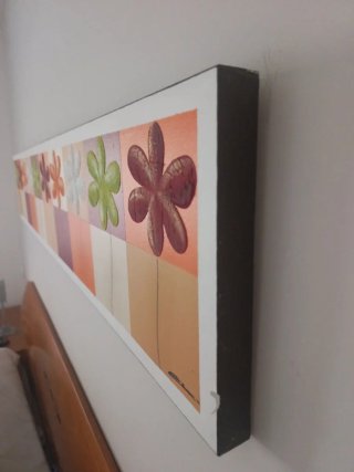 Cuadro lienzo flores pintado a mano