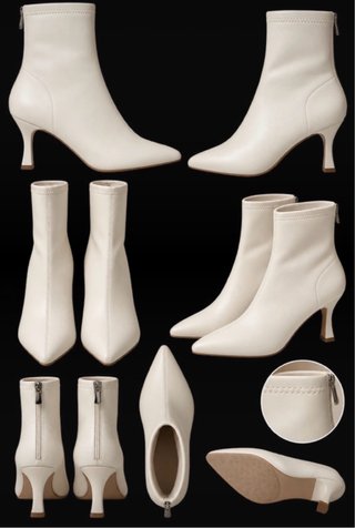 Botines beige tacón fino punta