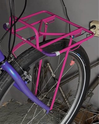 Portaequipajes delantero acero bicicleta rosa